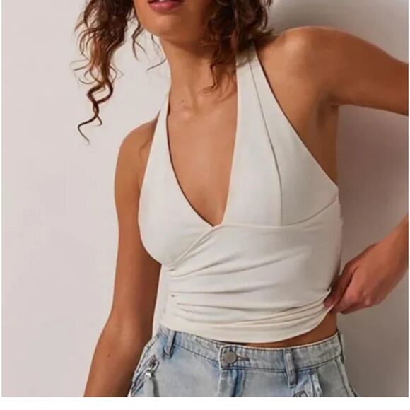 Free People Intimately FP NWT Have It All WHITE Halter Cami  Top M - Picture 1 of 10